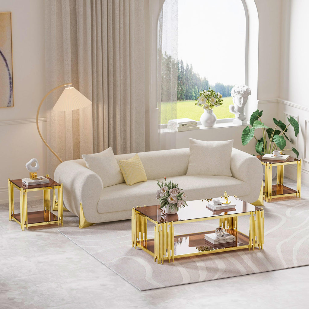 Gold Square Glass End Table, Set of 2 M9926