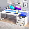 White Office Desk with 3 Drawers Y870