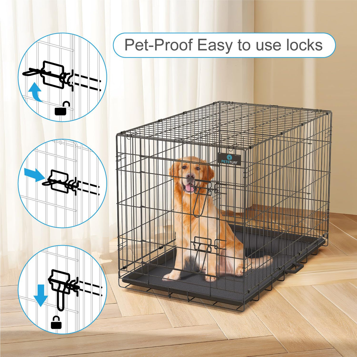 36” Large Heavy-Duty Foldable Dog Crate with Divider Panel N3536