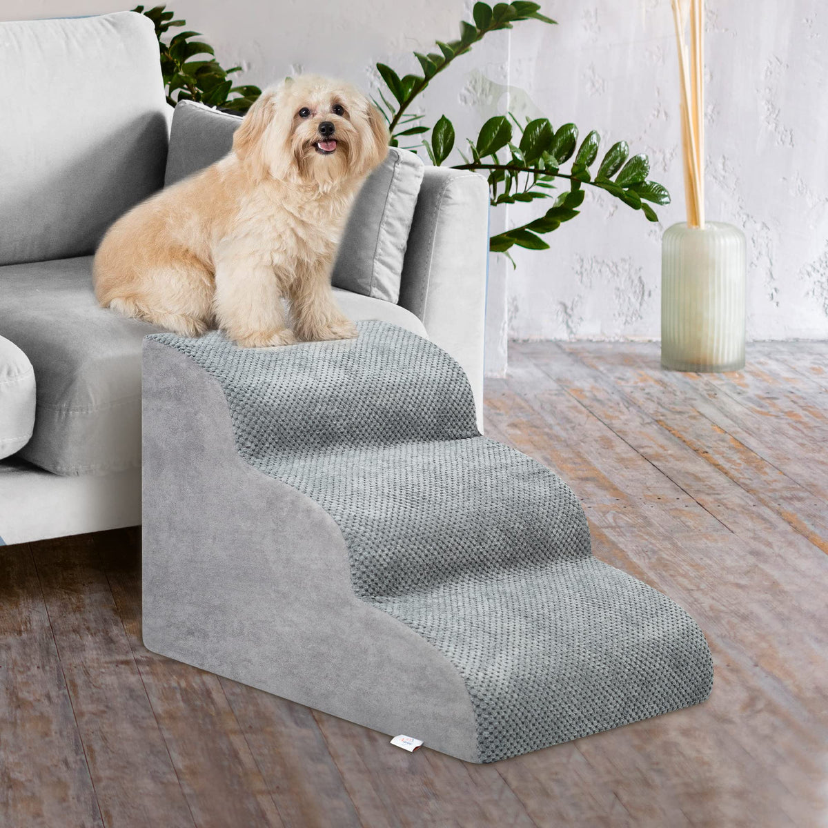 High Density Foam Dog Stairs 3 Steps Grey W2823