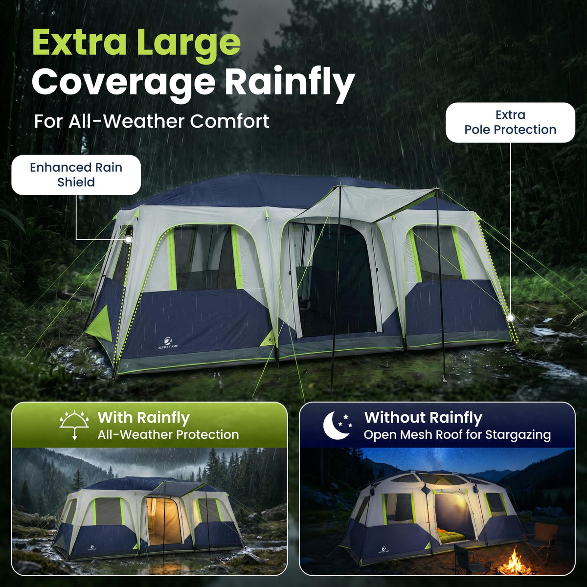 12 Person Camping Tent with Shade Canopy T440