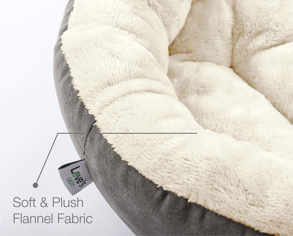 Round Donut Cat and Dog Cushion Bed, 20in Washable Gray Y545749