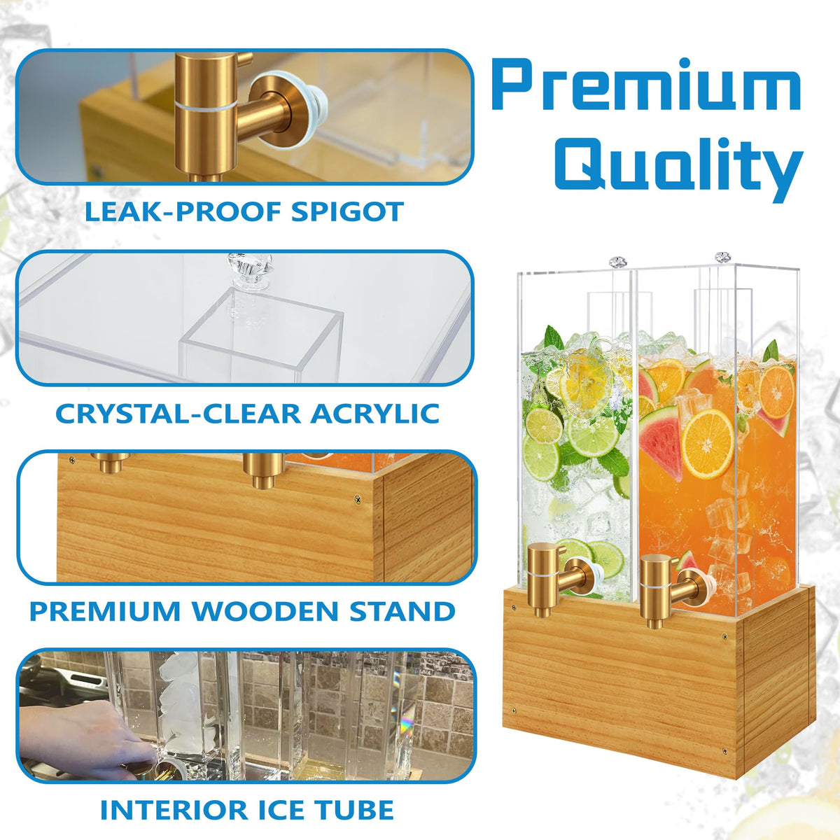 2 Pack 2 Gallon Drink Dispenser with Stand and Ice Core F938447
