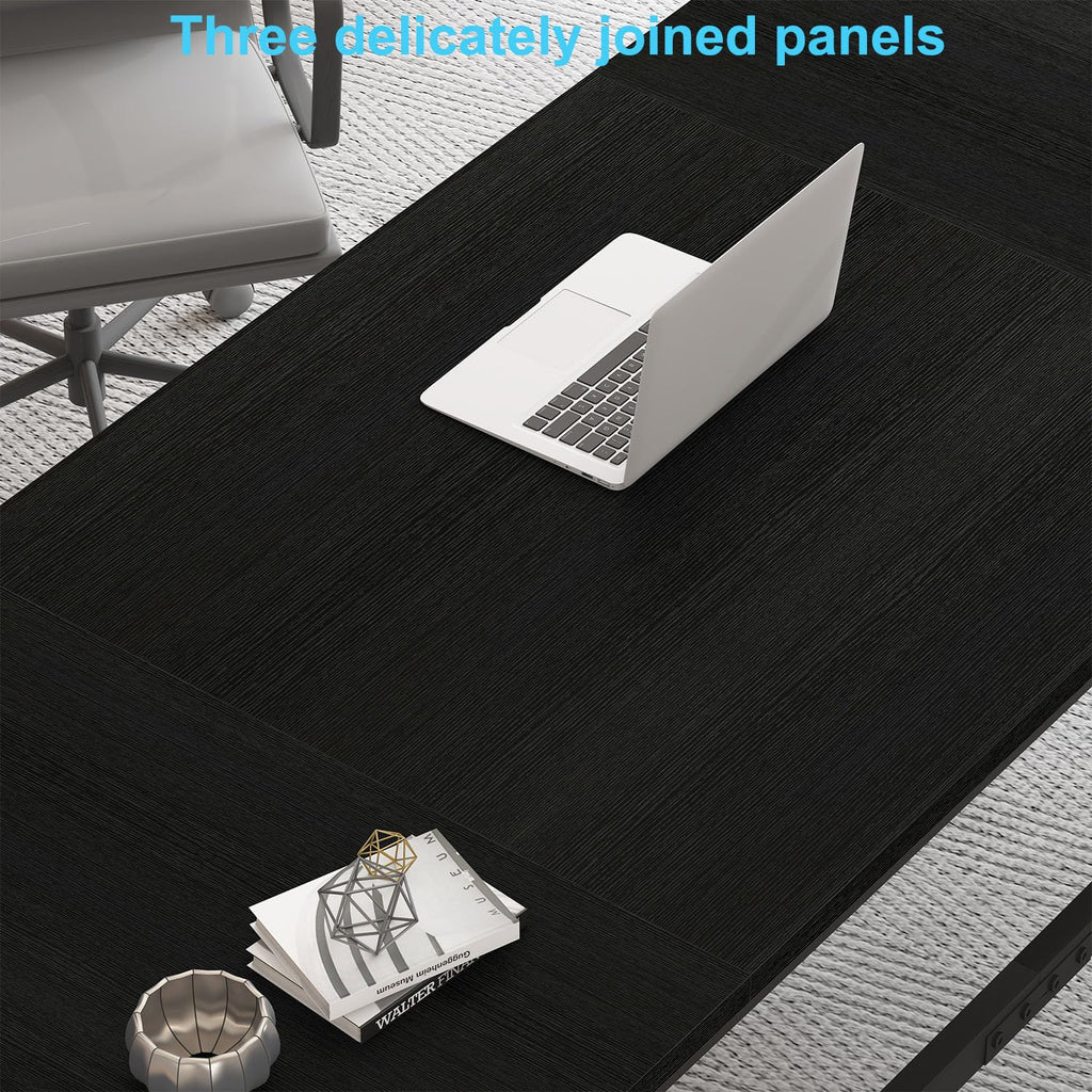 70 Inch Black Metal Wood Computer Desk Z449575
