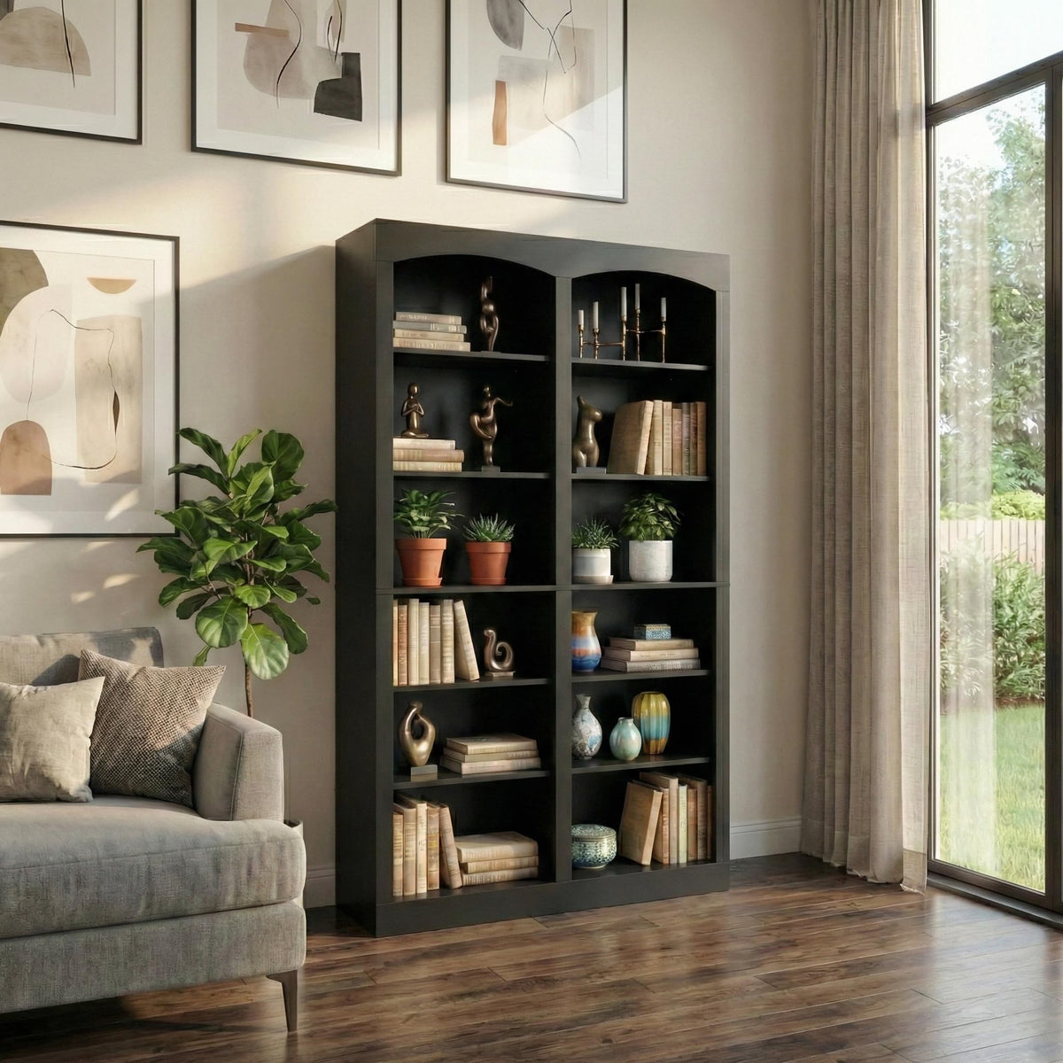 71" Tall Black 12-Tier Wood Bookcase O321