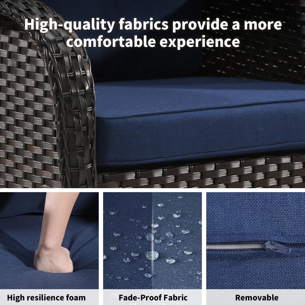 72" Wicker 3-seat Sofa with Cushions, PE Rattan & Steel Frame R460800