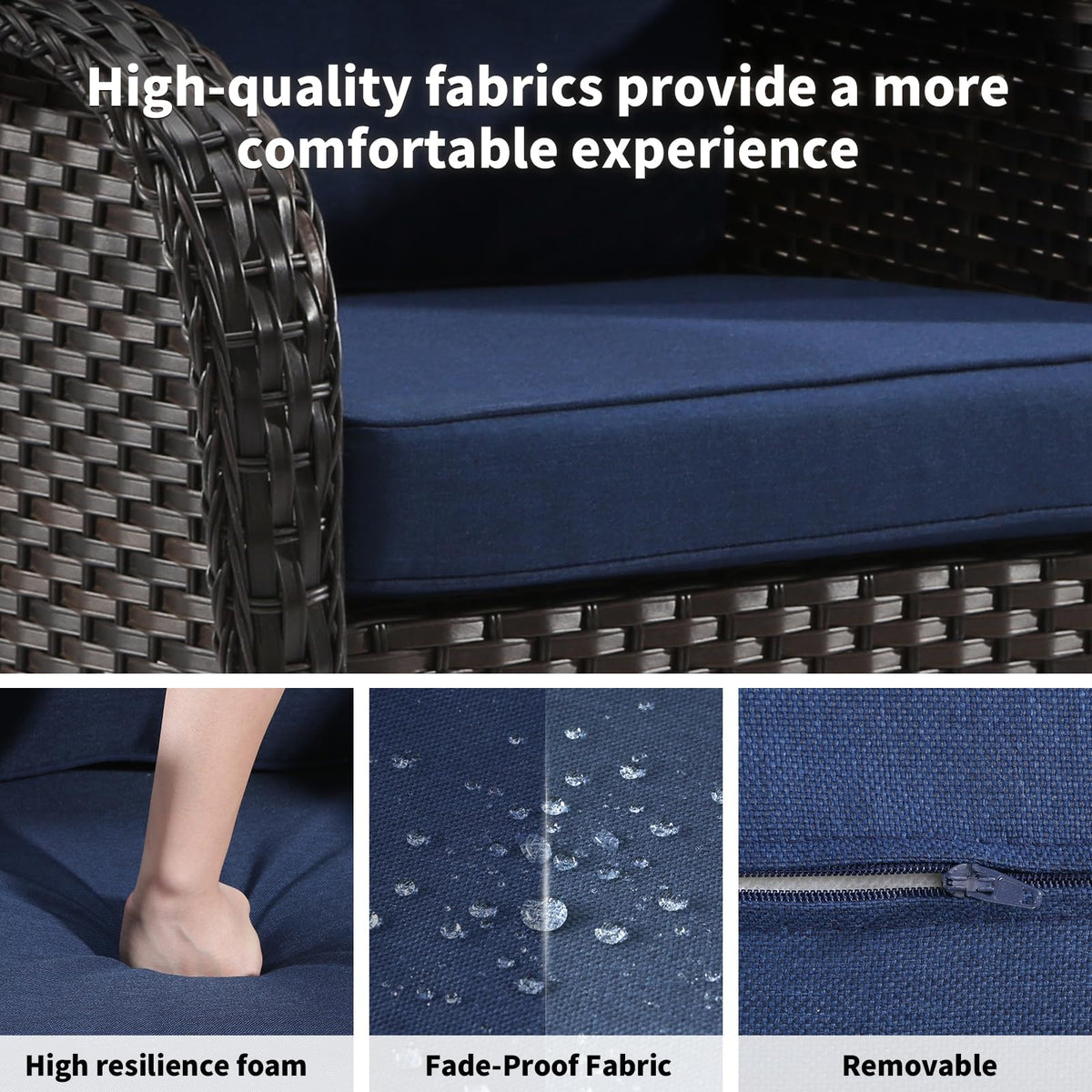 72" Wicker 3-seat Sofa with Cushions, PE Rattan & Steel Frame R460800