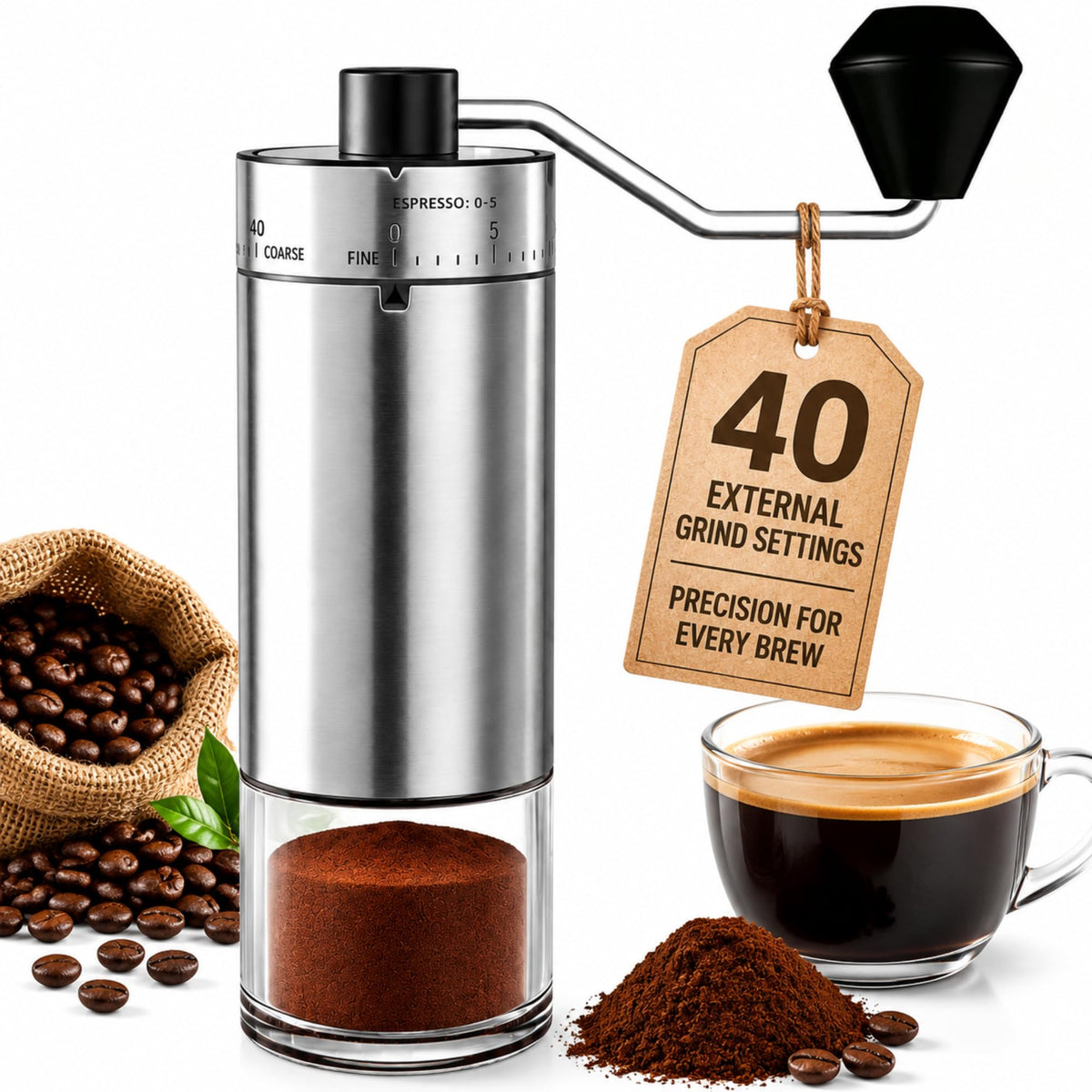 Manual Coffee Grinder with Adjustable Settings Y64349