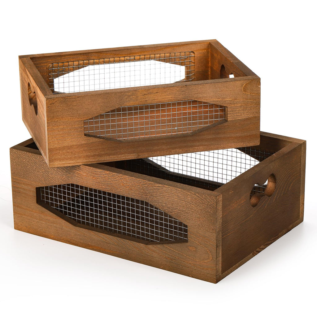 Set of 2 Wooden Nesting Countertop Baskets X69315
