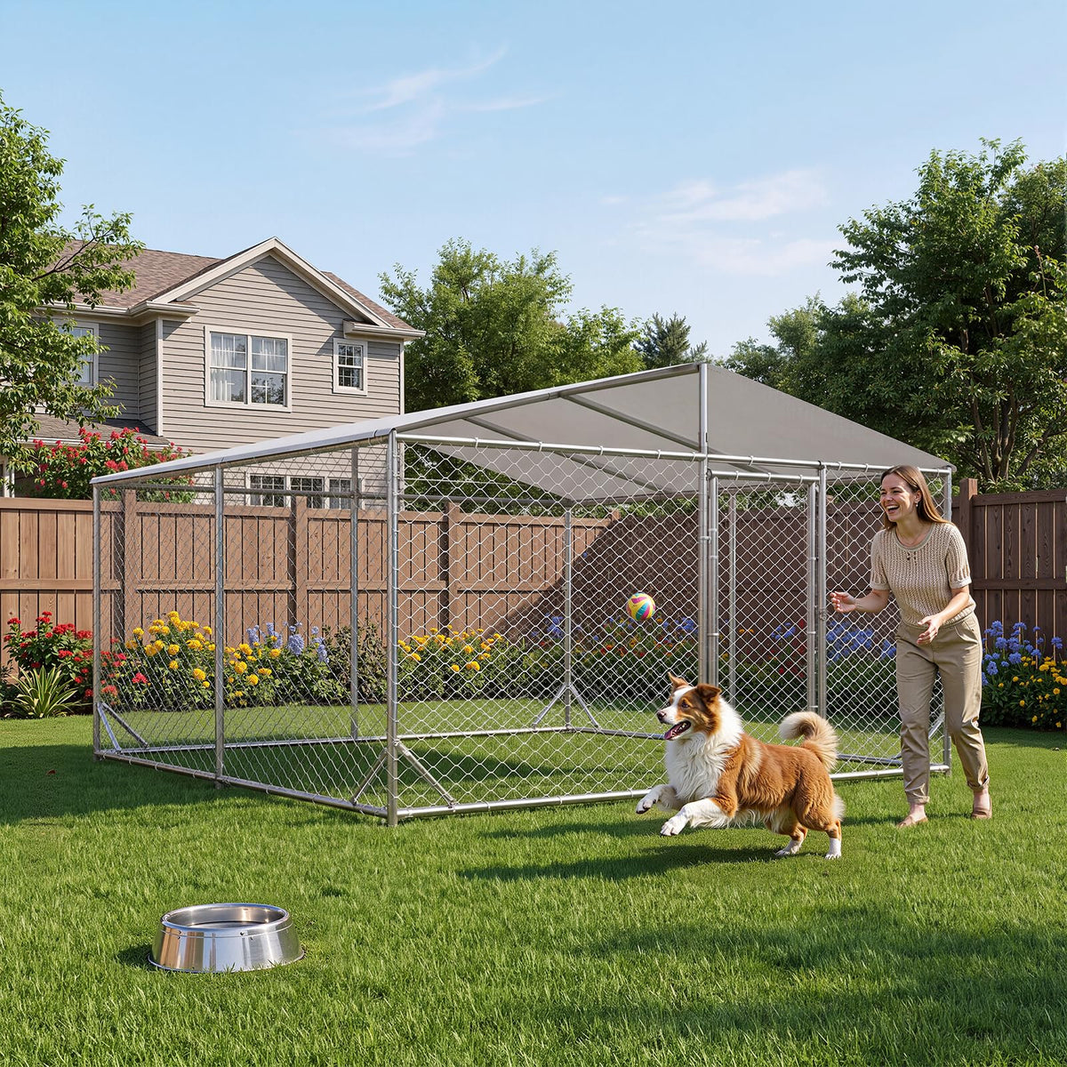 10×10FT Waterproof Metal Outdoor Dog Kennel N2212