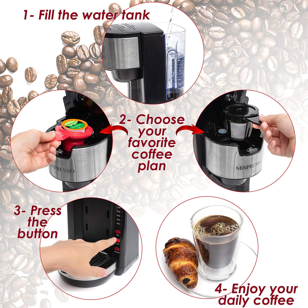 Black Single Serve Coffee Maker 30 oz Y6353