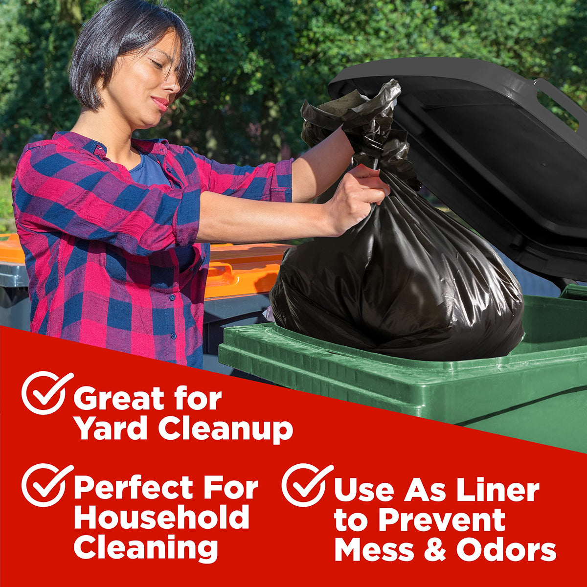 44 Gallon Heavy Duty Contractor Trash Bags, 100 Ct, Black, 1.2 Mil B70632