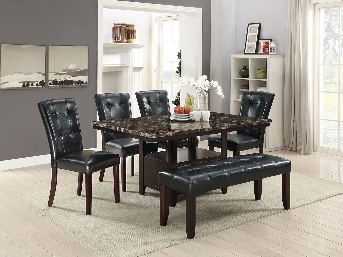 Set of 2 Black Faux Leather Tufted Dining Chairs N89752