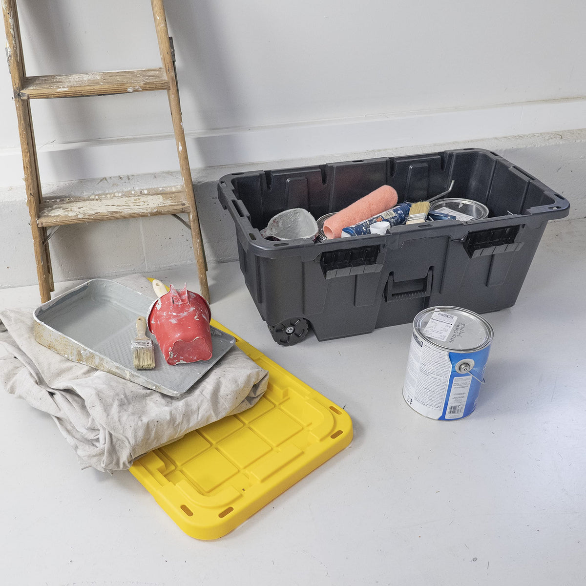 20-Gallon Heavy Duty Stackable Lidded Storage Bins with Wheels, 4 Pack Q841400