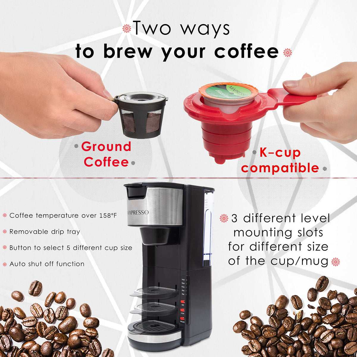 Black Single Serve Coffee Maker 30 oz Y6353