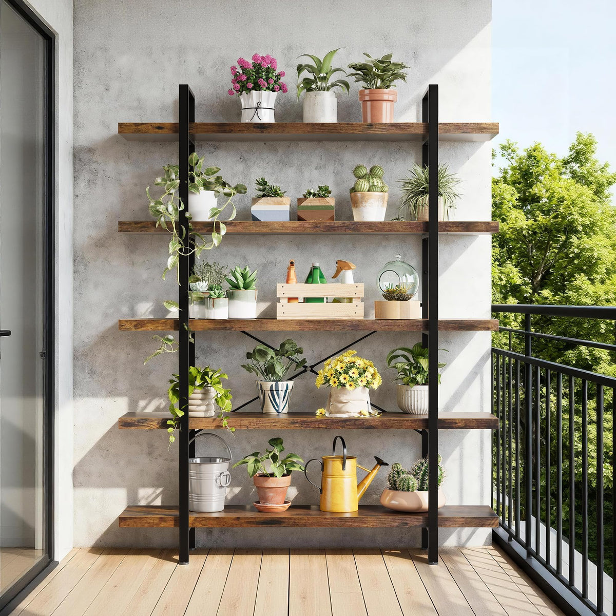 5 Tier 70" H Wood Bookshelf Z1510