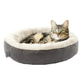 Round Donut Cat and Dog Cushion Bed, 20in Washable Gray Y545749