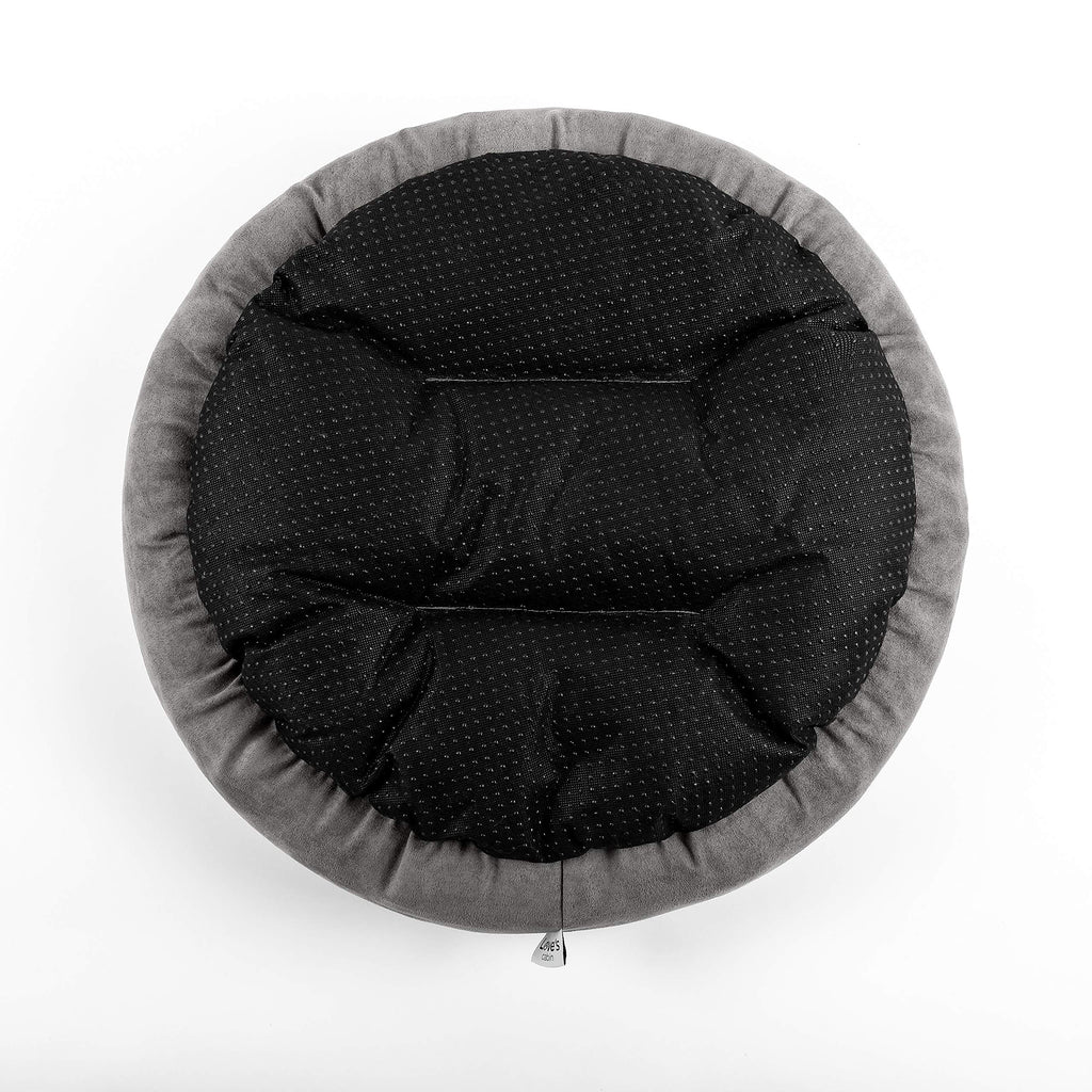 Round Donut Cat and Dog Cushion Bed, 20in Washable Gray Y545749